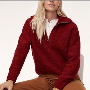Aritzia Gwyneth Alpaca Blend Sweater Red Pullover Quarter Zip